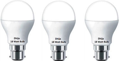 Dhija 18 W Basic Round B22 LED Bulb(White, Pack of 3)