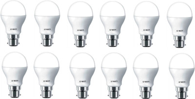 Dhija 12 W Basic Round B22 LED Bulb(White, Pack of 12)