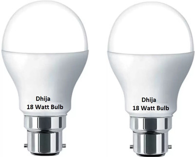 Dhija 18 W Basic Round B22 LED Bulb(White, Pack of 2)