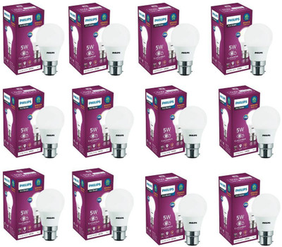 PHILIPS 5 W Basic Standard B22 LED Bulb(White, Pack of 12)