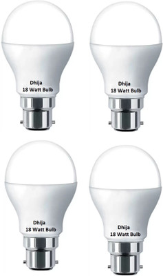 Dhija 18 W Basic Round B22 LED Bulb(White, Pack of 4)