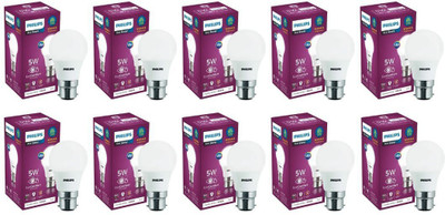 PHILIPS 5 W Basic Standard B22 LED Bulb(White, Pack of 10)