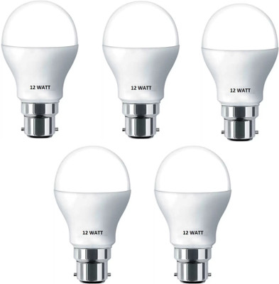 Dhija 12 W Basic Round B22 LED Bulb(White, Pack of 5)