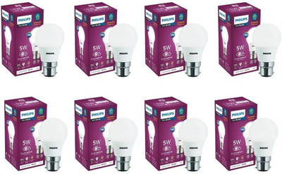 PHILIPS 5 W Basic Standard B22 LED Bulb(White, Pack of 8)