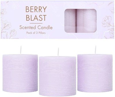 Parkash Candles Set of 3 Scented Pillar Candles , (Berry Blast) Candle(Purple, Pack of 3)