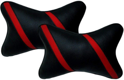 Touch Black, Red Leather Car Pillow Cushion for Universal For Car(Rectangular, Pack of 2)