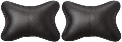 Touch Black Leather Car Pillow Cushion for Universal For Car(Rectangular, Pack of 2)