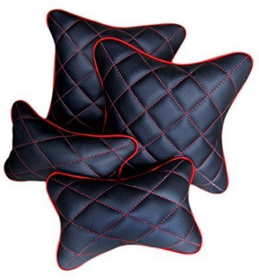Touch Black Leather Car Pillow Cushion for Universal For Car(Rectangular, Pack of 4)