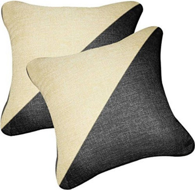 Touch Black Leather Car Pillow Cushion for Universal For Car(Rectangular, Pack of 2)