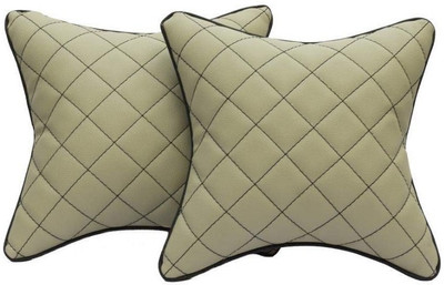 Touch Black Leather Car Pillow Cushion for Universal For Car(Rectangular, Pack of 2)