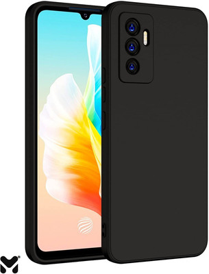 MOBIDEER Back Cover for Vivo V23e 5G/Vivo Y75 4G, Matte Rubberized Soft Silicone Protective Cloth Inside(Black, Dual Protection, Pack of: 1)
