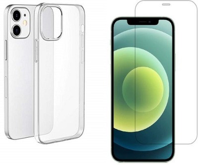 NIMMIKA ENTERPRISES Back Cover for Apple iphone 12 Mini Back Cover & Tempered Glass(Transparent, Shock Proof, Pack of: 1)