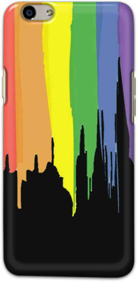 NDCOM Back Cover for OPPO F1s Rainbow Colors On Black Printed(Multicolor, Hard Case, Pack of: 1)