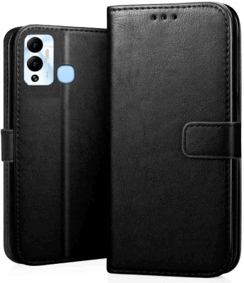 Uvflair Flip Cover for Infinix Hot 12 Play Flip Case | Premium Leather Finish | with Card Pockets |(Black, Cases with Holder, Pack of: 1)