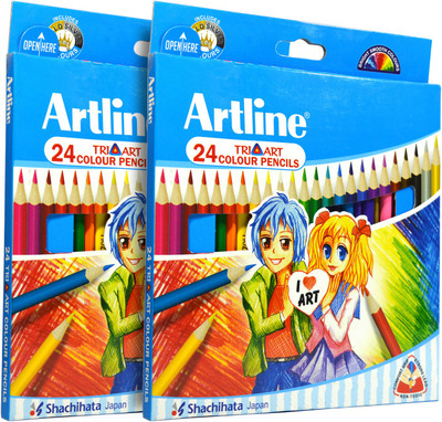 Artline 24 Tri Art Triangular Shaped Color Pencils(Set of 2, Multicolor)