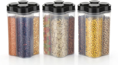 Analog Kitchenware Plastic Grocery Container  - 2500 ml(Pack of 3, Black)