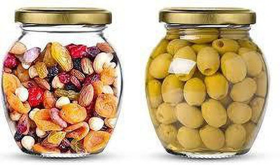 Coozico Glass Grocery Container  - 400 ml(Pack of 2, Clear)