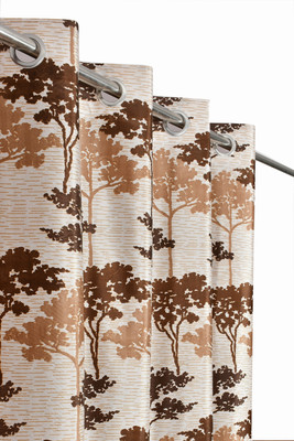 Home Garage 274 cm (9 ft) Long Door Polyester Room Darkening Curtain (Pack Of 2)(Brown, Self Design)
