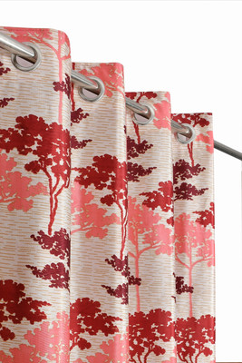 Home Garage 274 cm (9 ft) Long Door Polyester Room Darkening Curtain (Pack Of 2)(Maroon, Self Design)