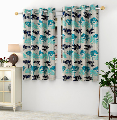 Home Garage 151 cm (5 ft) Window Polyester Room Darkening Curtain (Pack Of 2)(Blue, Self Design)