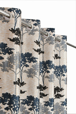 Home Garage 151 cm (5 ft) Window Polyester Room Darkening Curtain (Pack Of 2)(Black, Self Design)