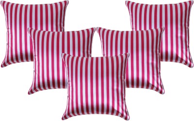 Oussum Striped Cushions Cover(Pack of 5, 46 cm*46 cm, Pink)