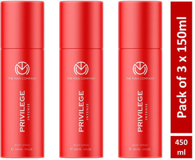 THE MAN COMPANY Privilege Intense Deodorant Combo Pack of 3 Deodorant Spray – For Men (450 ml, Pack of 3)