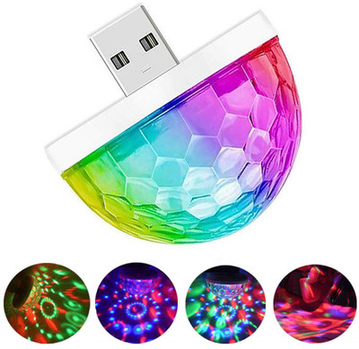 WRADER Multicolor USB Operate Plug & Play Disco Projection Light USB LED Light for Home Single Disco Ball(Ball Diameter: 5 cm)