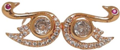 ZirconEdge Gold-Toned & White Cubic Zirconia Studded Peacock Shaped Studs Brass Stud Earring