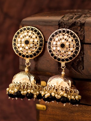 Vermont Temple Design Gold Plated Big Jhumka Traditional Antique Copper, Brass Jhumki Earring