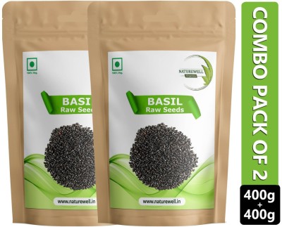 Naturewell Organics Twin Pack of Basil Seeds Tukmariya / Sabja / Bapji Seed Helps in Weight Loss Seed(800 g)