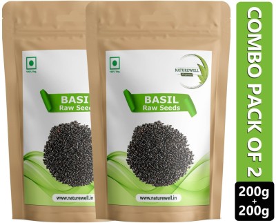 Naturewell Organics Twin Pack of Basil Seeds Tukmariya / Sabja / Bapji Seed Helps in Weight Loss Seed(400 g)