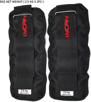 LYCAN Wrist/Ankle Weights Resistant Leg Running Cross Fitness Gym 2.5KGX2 (5KG) Black Ankle & Wrist Weight(5 kg)