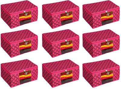 Sameer Enterprises Garments Cover Check 9 Pcs Non Woven Saree Cover Clothes Organiser Set With Transparent Window 9(Pink)