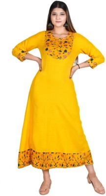 KGFFAB Anarkali Gown(Yellow)