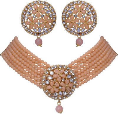 Darsha Collections Alloy Gold-plated Orange Jewellery Set(Pack of 1)