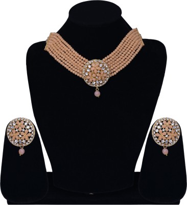 Darsha Collections Alloy Gold-plated Orange Jewellery Set(Pack of 1)