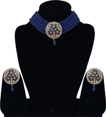 Darsha Collections Alloy Gold-plated Blue Jewellery Set(Pack of 1)