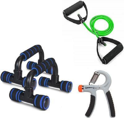 Dr Pacvu 3|Hand Gripper/Pushup Bar/Single Resistance Band| Stretching & Fitness Equipment Fitness Accessory Kit Kit