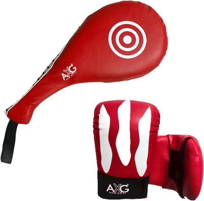 AXG NEW GOAL Taekwondo (Focus Pad With Gloves) For MMA Kick Boxing (Small) for age upto 8yrs Boxing Kit
