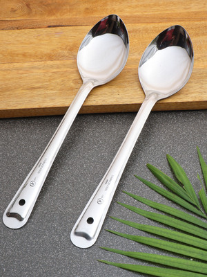ZEVORA Stainless Steel Basting/Serving Spoon (Chamcha) 32 cm Steel Serving Spoon Set(Pack of 2)