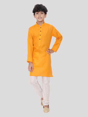 HLOOM Boys Solid Straight Kurta(Yellow)