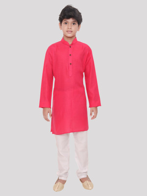 HLOOM Boys Solid Straight Kurta(Pink)