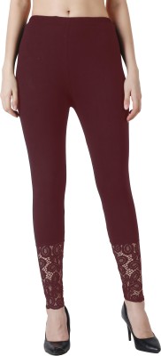 aakrushi Ankle Length  Ethnic Wear Legging(Maroon, Solid)