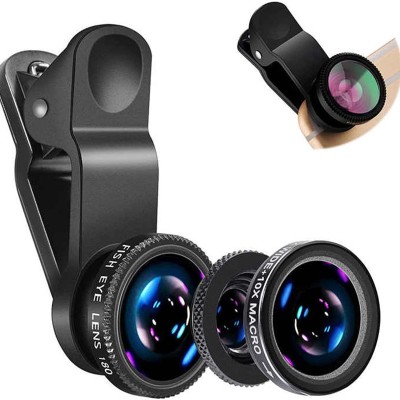 Meenasha 3 in 1 Camera Lens Kit Phone Wide Angle Macro with Clip Holder Mobile Phone Lens