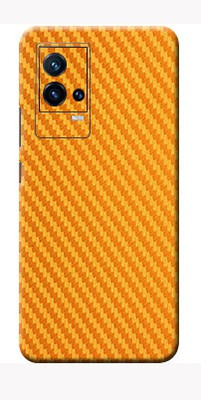 BUGGU Golden Carbon Fibre IQoo 9 5g Back Skin Guard, IQoo 9 5g Mobile Skin(Ultra Super Golden Carbon Fibre Skin Matte Finish, Skin (Back+Side+Camera))