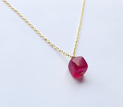 EnlightenMani Semi - Precious Cube Stone Necklaces Rose Quartz, Agate,  Gold-plated Plated Alloy Necklace