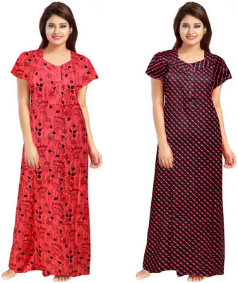 Sajao Creation Women Nighty Set(Multicolor)