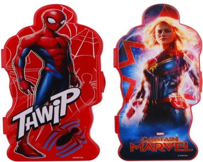 Mannat Character Theme Shape Geometry Pencil Boxes with Free Gift Pencil,Eraser & Scale (Marvel Woman and Spiderman)Printed Pencil Case for Kids,Boys(Pack of2) Art Plastic Pencil Boxes(Set of 2, Red, Multicolor)