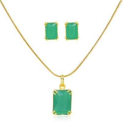 KYOOT JEWELS American Diamond Pendant Set with earrings Gold-plated Alloy Pendant Set